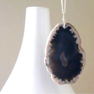 Black Sliced Agate Pendant